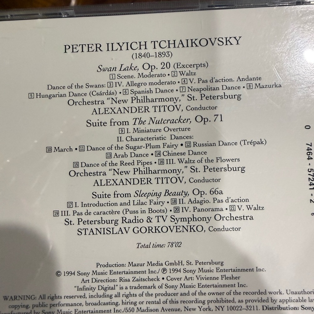 Tchaikovsky Ballet Suites CD — Nutcracker, Swan Lake, Sleeping Beauty - Picture 8 of 8